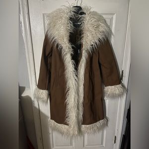 Fashion Nova 90’s fine faux fur coat cognac